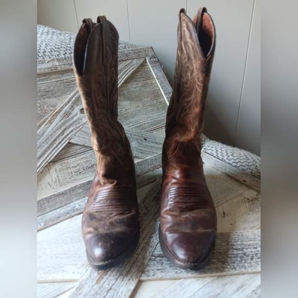 Women Distressed Dan Post Two Toned Cowboy Boots Size 7 1/2 D - Picture 1 of 14